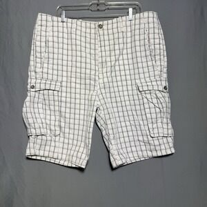 Levi's Cargo Shorts Mens sz 38 White Square Check Design‎ Baggy Y2K Preppy Sk8r